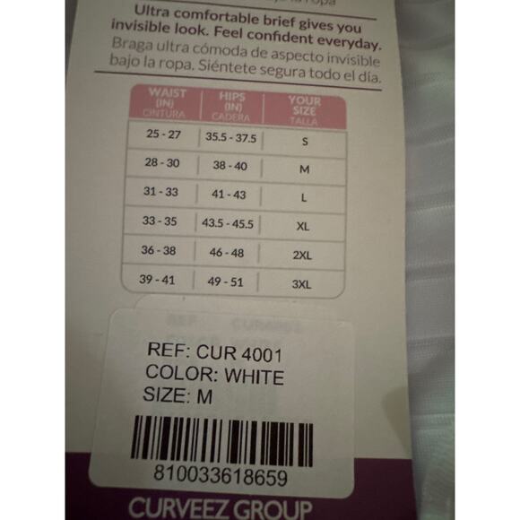 Brand New Curveez Women Size Medium White Daily Striped Shaping Briefs Shapewear - Picture 8 of 8